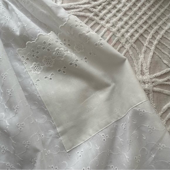 Vintage Judy Bond White Eyelet Gathered Waist Skirt Size 16 Made in the USA - Picture 4 of 9
